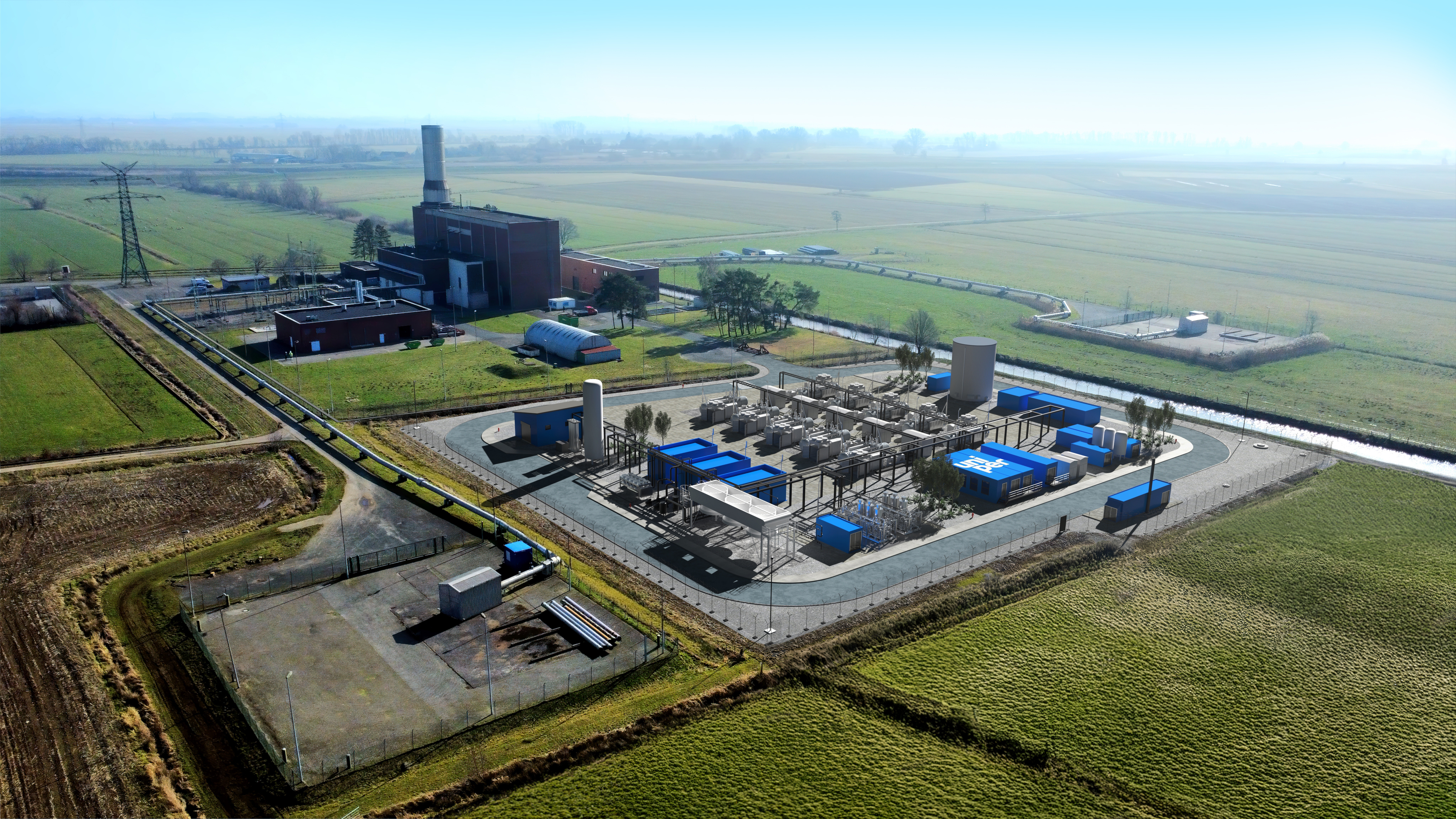 3D-Model Elektrolyseur auf Wiesenfläche